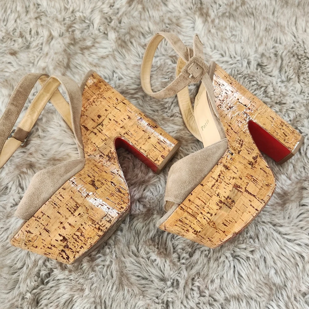 Authentic Christian Louboutin Super Dombasle Sandals In Beige Size IT 39 US‎ 9